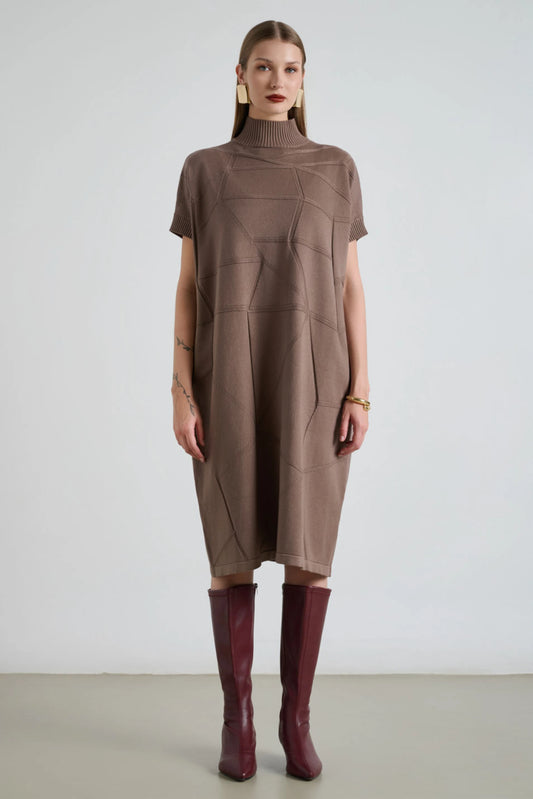 Φόρεμα Oversized Πλεκτό με Ανάγλυφο Σχέδιο