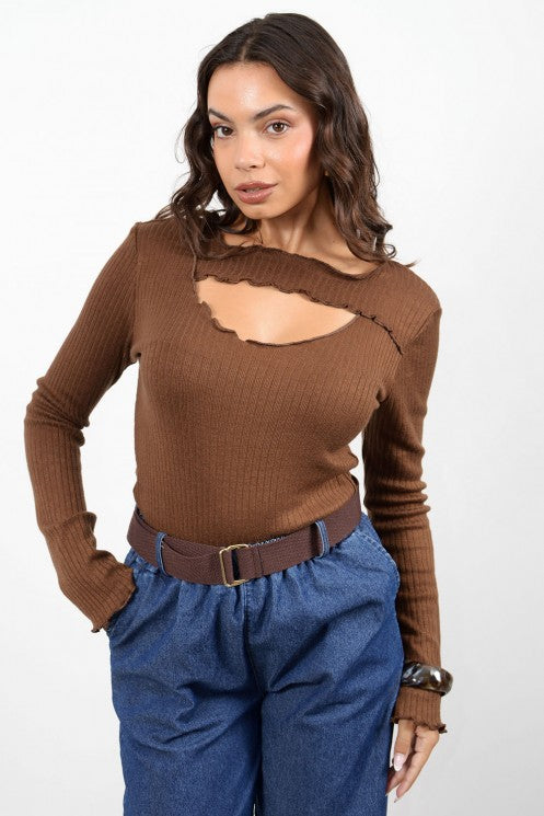 Μπλούζα πλεκτή με ριμπ υφή