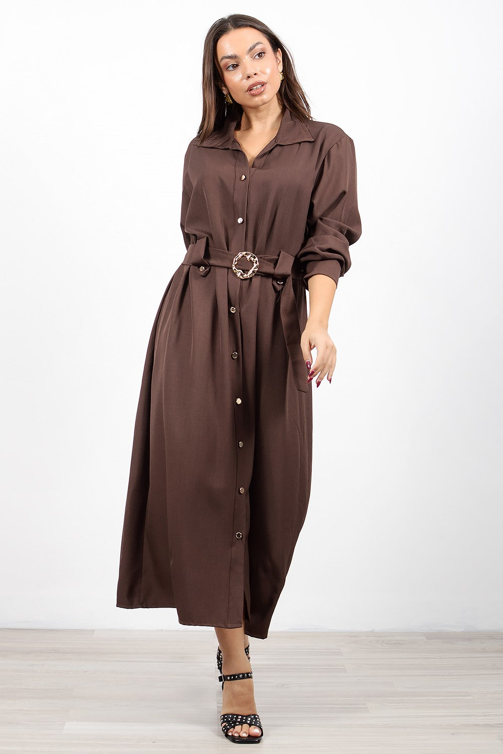 Φόρεμα Σεμιζιέ Καφέ