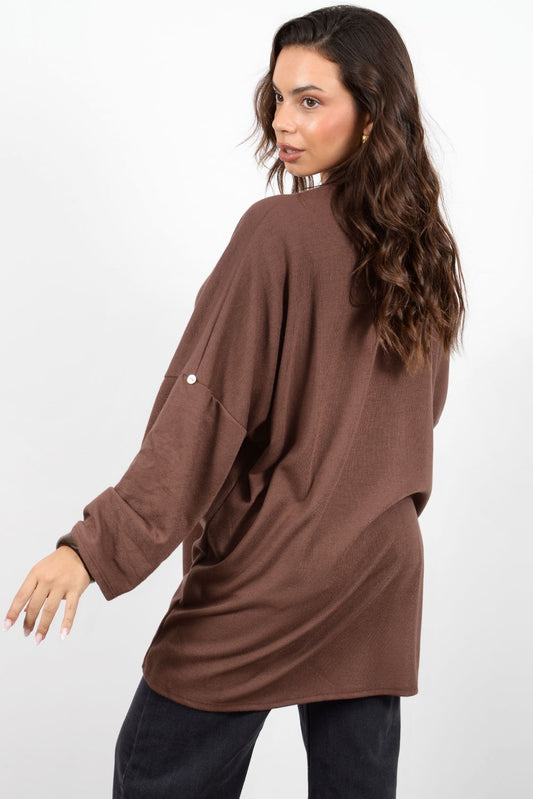 Πλεκτή Ζακέτα Καφέ