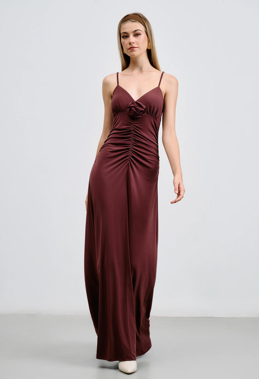 Φόρεμα Μακρύ με λουλούδι και σούρες