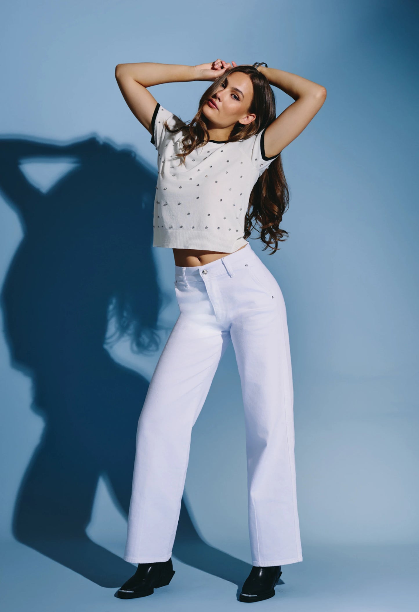 Λευκό Τζιν Παντελόνι Wide Leg Desiree – Ψηλόμεσο Γυναικείο Τζιν