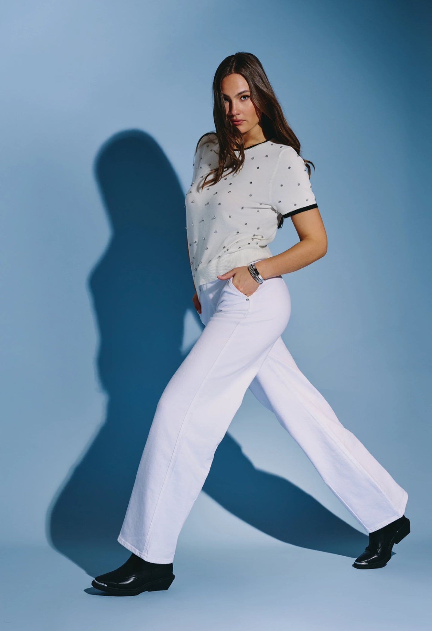 Λευκό Τζιν Παντελόνι Wide Leg Desiree – Ψηλόμεσο Γυναικείο Τζιν