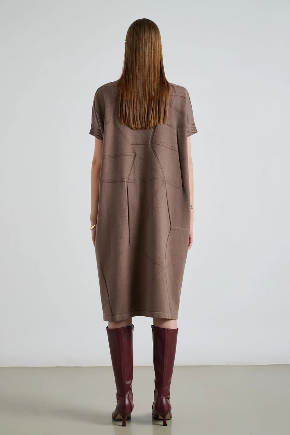 Φόρεμα Oversized Πλεκτό με Ανάγλυφο Σχέδιο