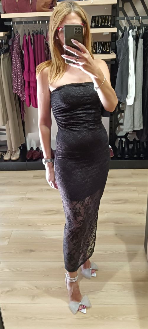 Μαύρο Φόρεμα Δαντέλα – OLBI | One Size