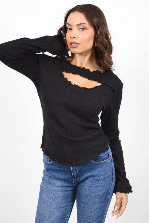 Μπλούζα πλεκτή με ριμπ υφή