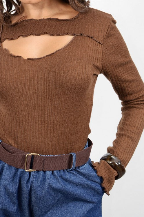 Μπλούζα πλεκτή με ριμπ υφή