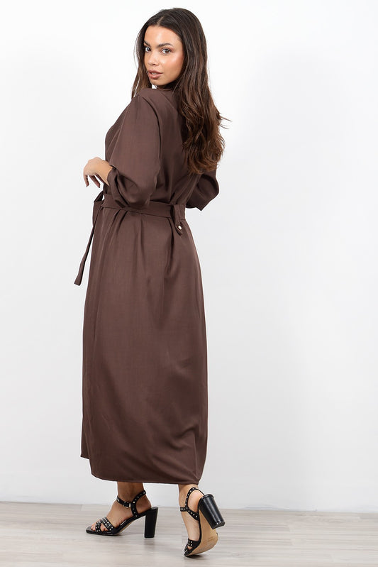 Φόρεμα Σεμιζιέ Καφέ