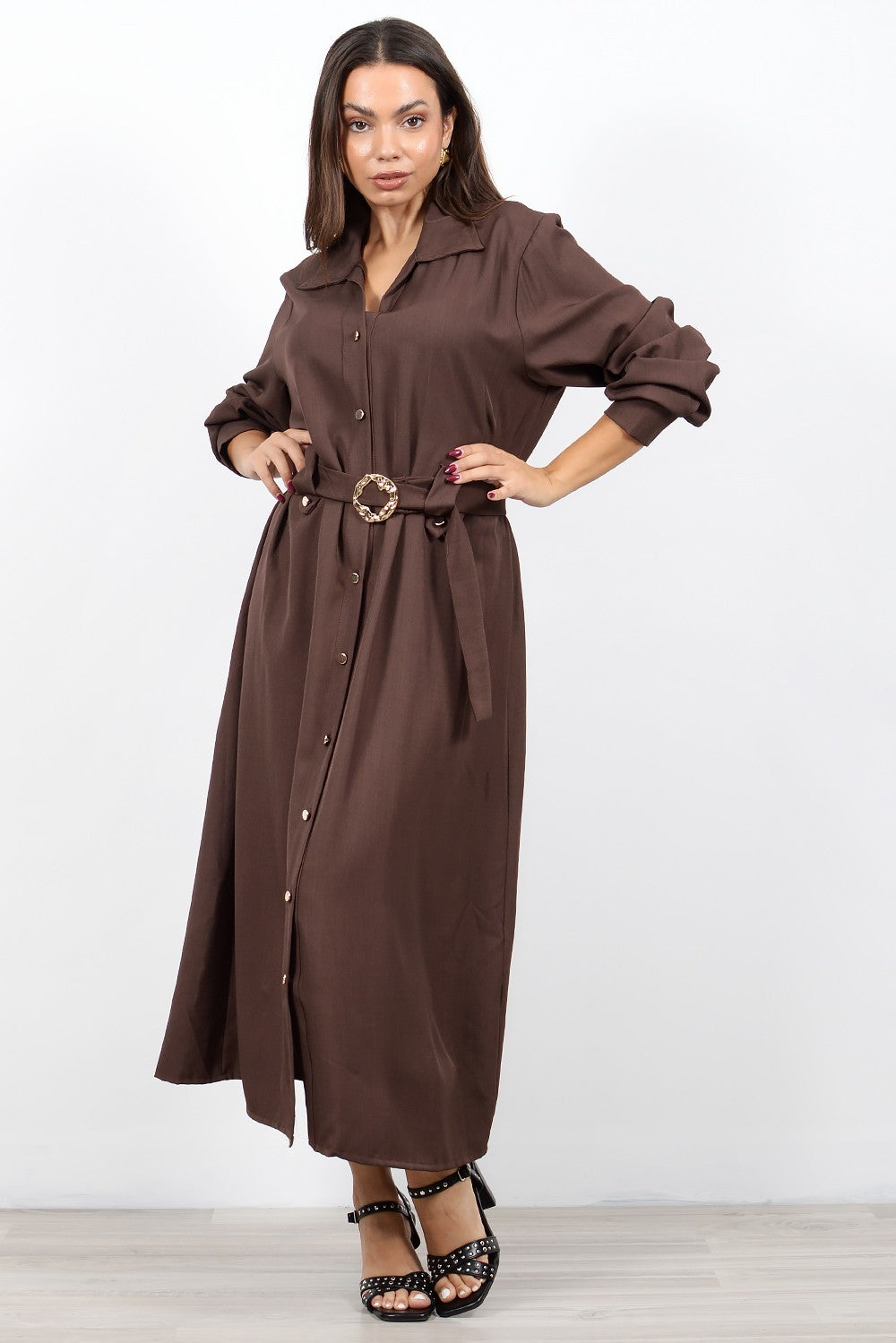 Φόρεμα Σεμιζιέ Καφέ