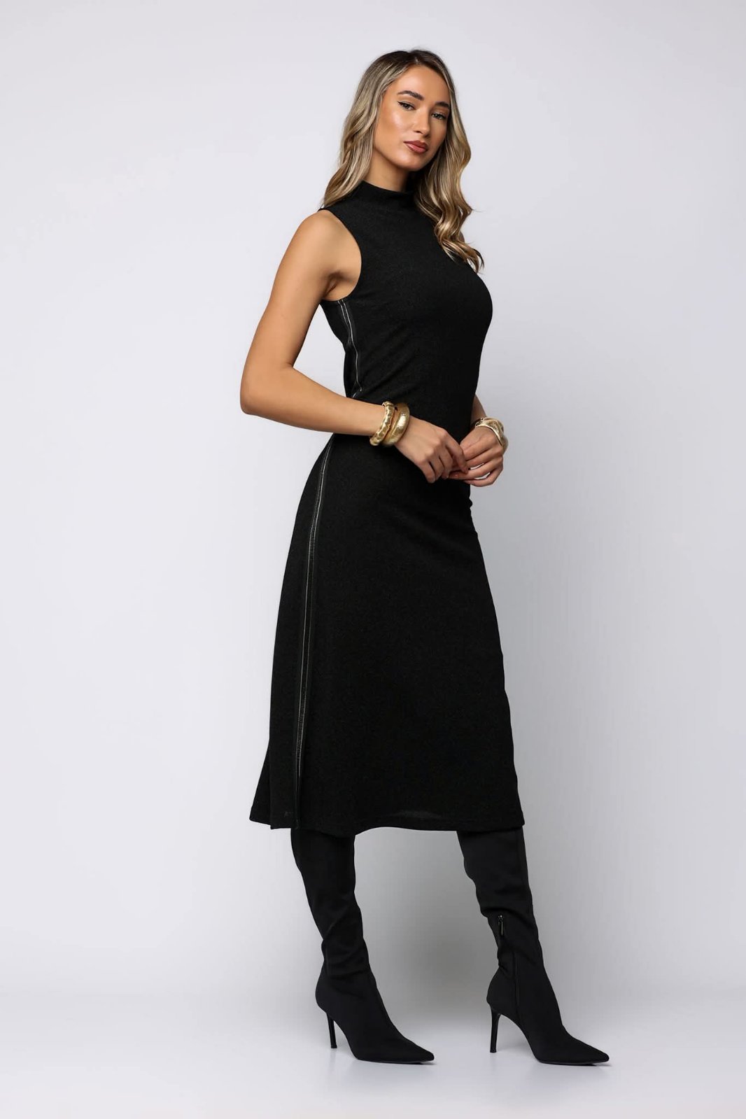 Φόρεμα lurex με τρέσα