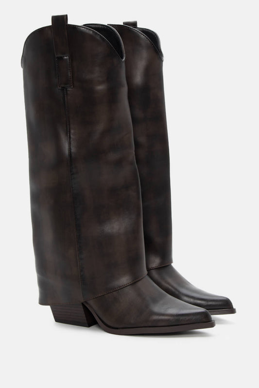 Μπότες Cowboy με Εφέ Αναδιπλούμενης Φάσας