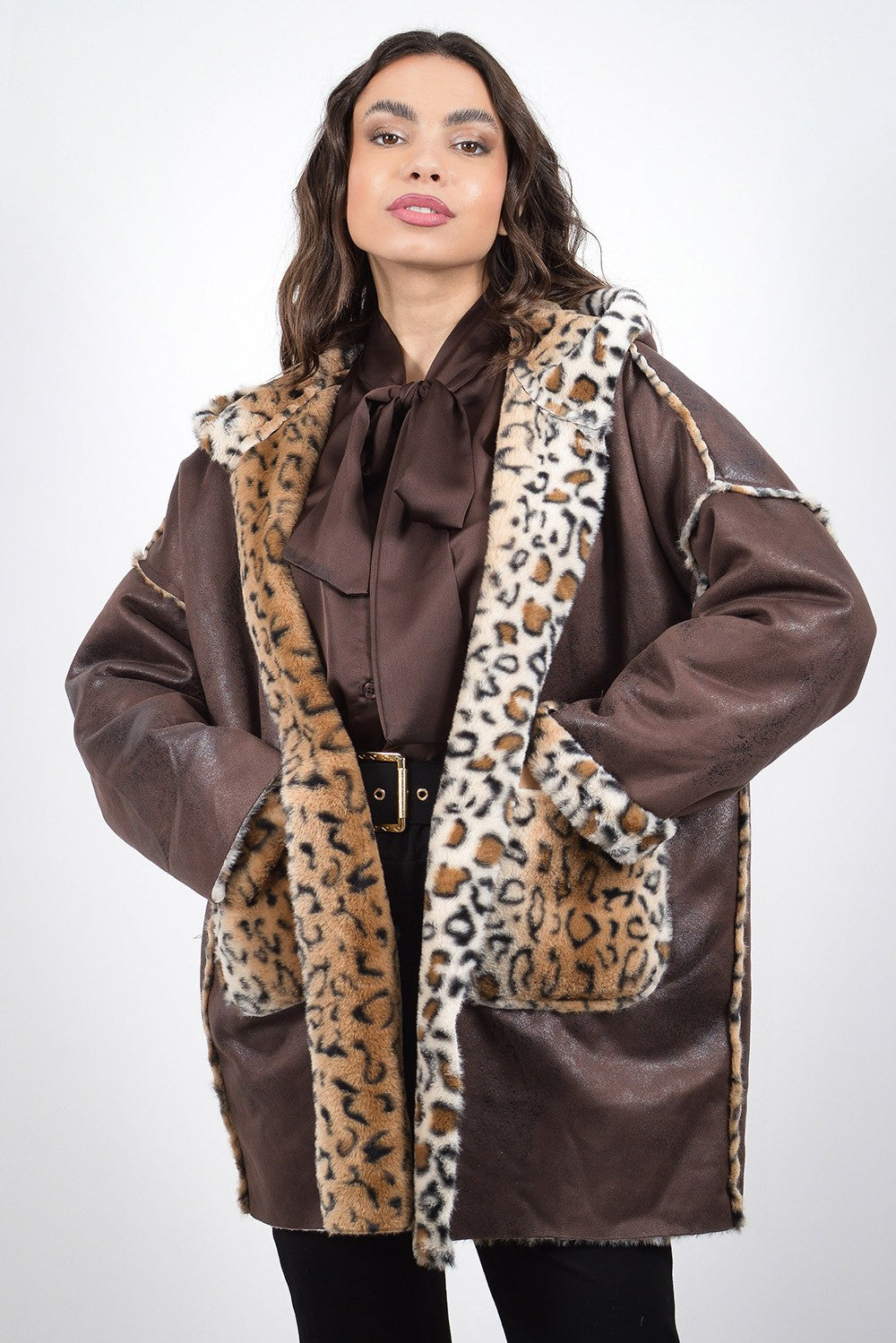 Μουτόν Μακρύ Καφέ διπλής όψης