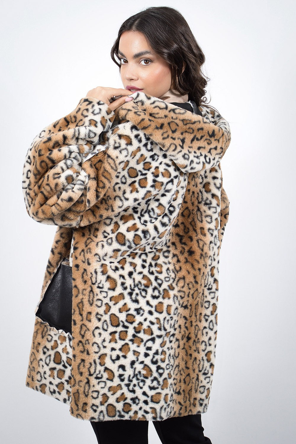 Μουτόν Μακρύ Καφέ διπλής όψης