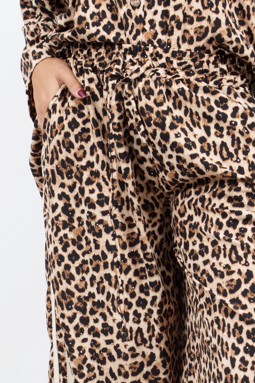 Παντελόνα Animal Print με Στρας