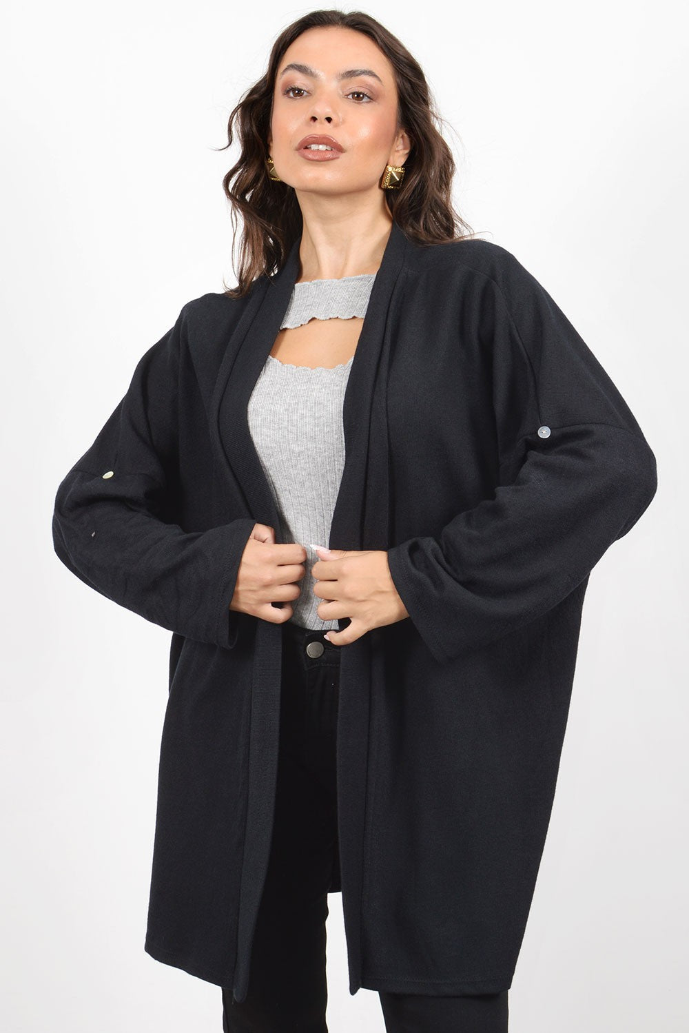 Πλεκτή Ζακέτα Μαύρη