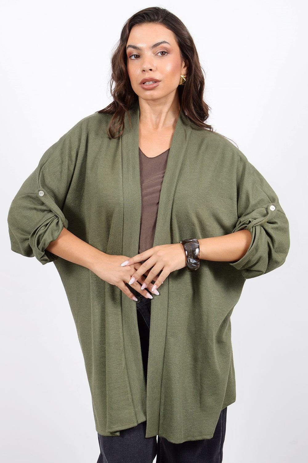 Πλεκτή Ζακέτα Χακί