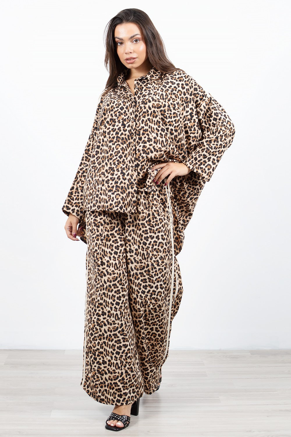 Πουκάμισο Φαρδύ Animal Print με Στρας