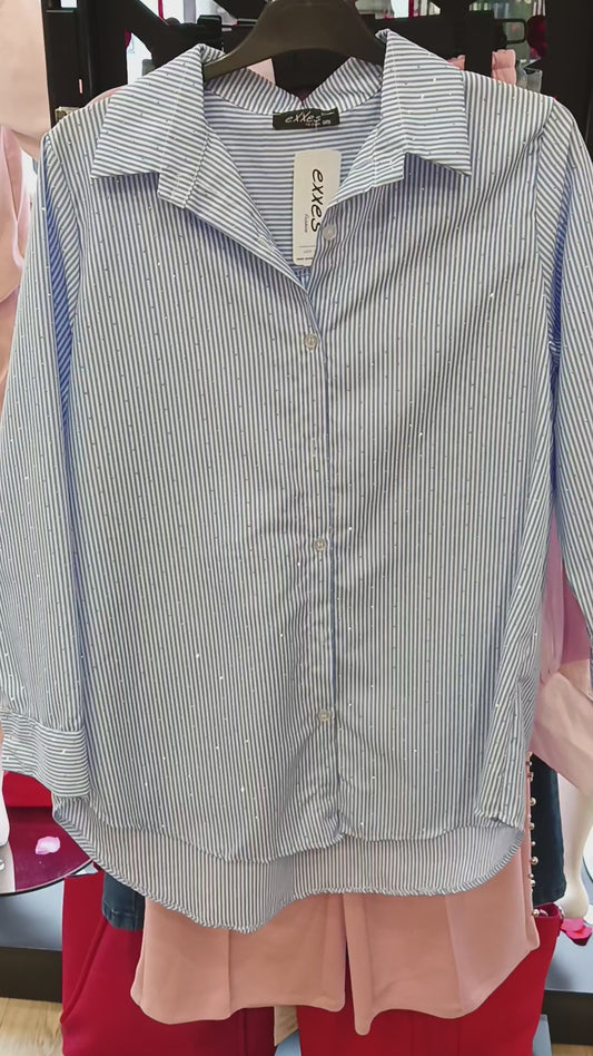 Πουκάμισο ριγέ με στρας