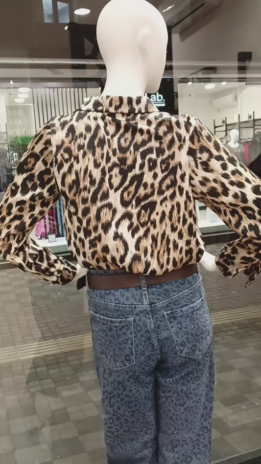 Τζιν Παντελόνι Λεοπάρ με Στρας