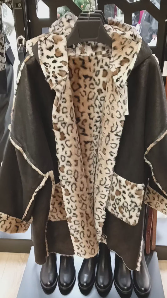 Μουτόν Μακρύ Καφέ διπλής όψης